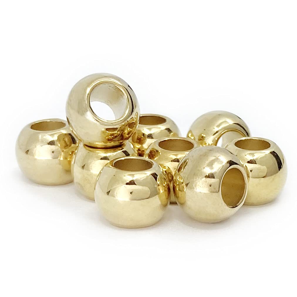 Shiny gold round bead pack of 10 with smooth surface and center holes