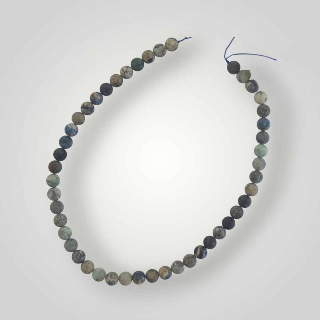 Azurite bead necklace, round 8.5mm beads with dark blue-green tones