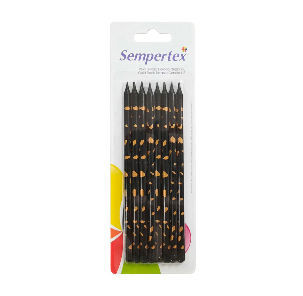 Sempertex terrazo pencil set, black with gold speckled tips, 8-piece pack