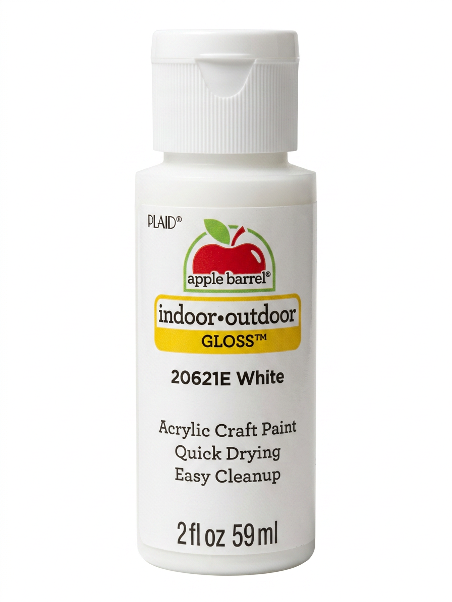 Apple Barrel indoor/outdoor gloss acrylic craft paint bottle, white, 2 fl oz