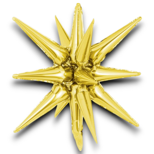 22-inch gold starburst foil balloon, metallic star shape