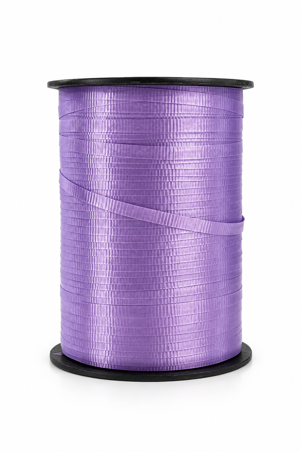 Light purple curling ribbon roll on black spool, coiled 500 yards